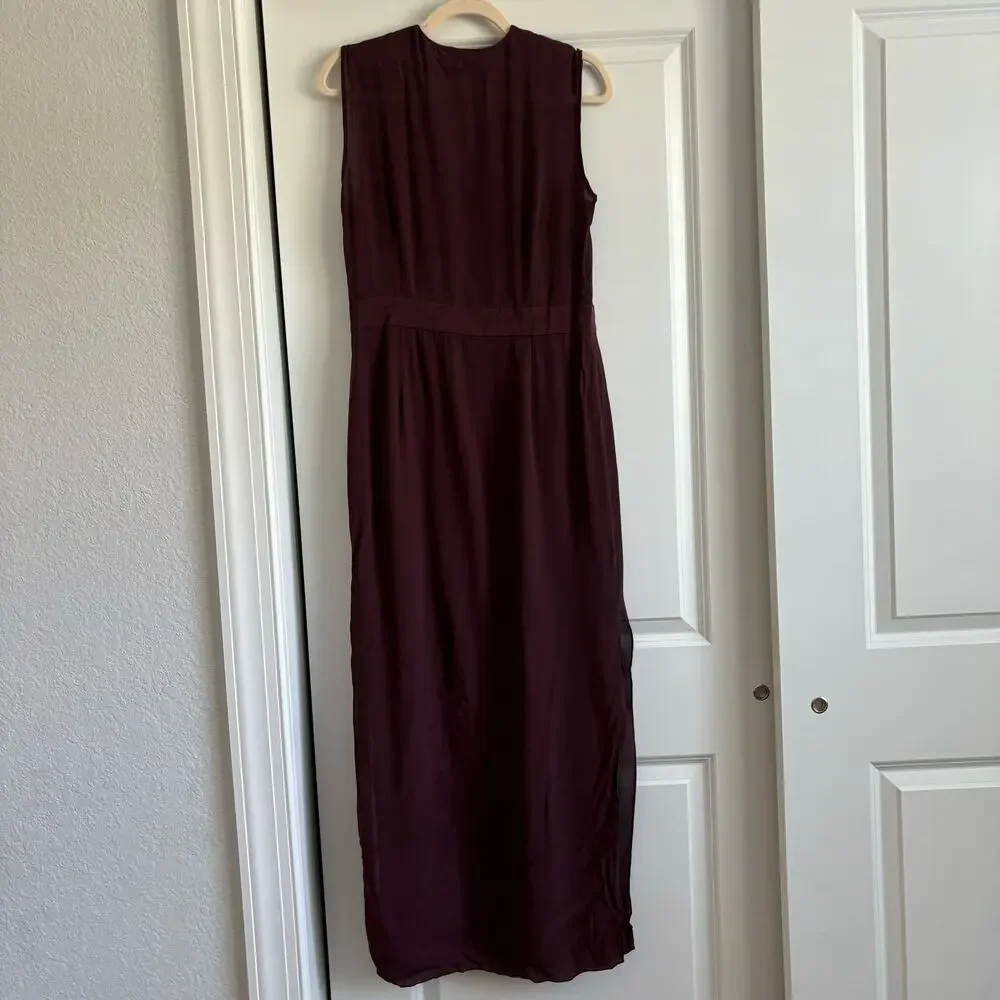 & Other Stories 100% Silk Burgandy Maxi Dress Sz 8 Wedding Guest Formal